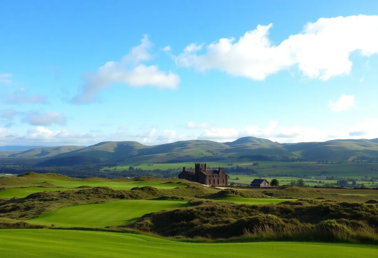 Idyllic landscape of a golf course in Ireland