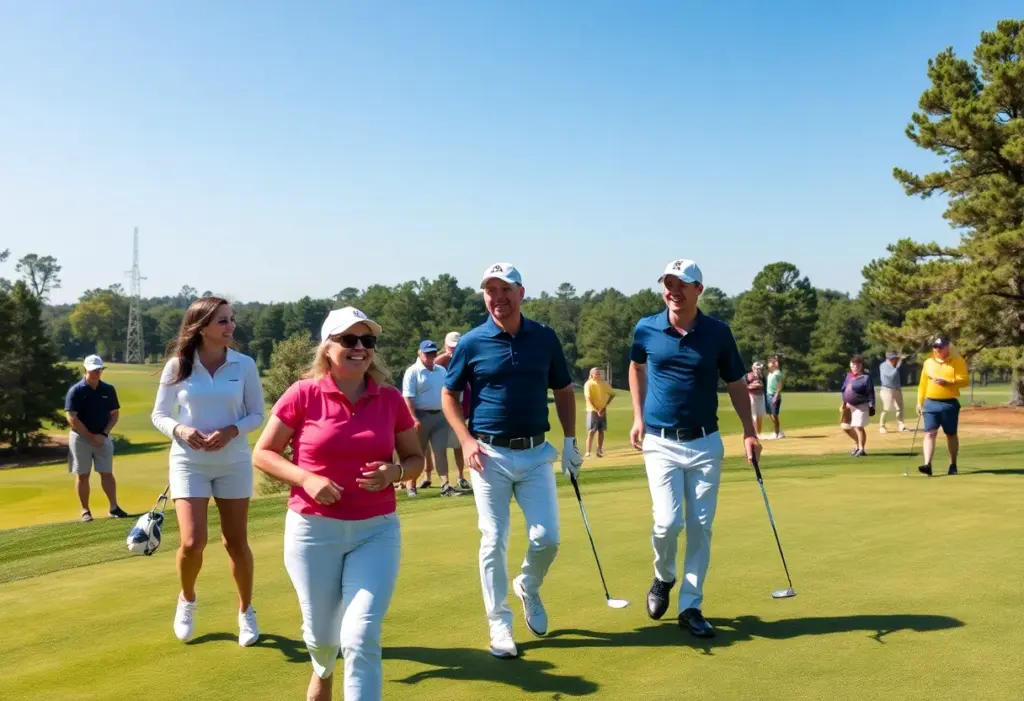 Golfers laughing and enjoying themselves on the golf course