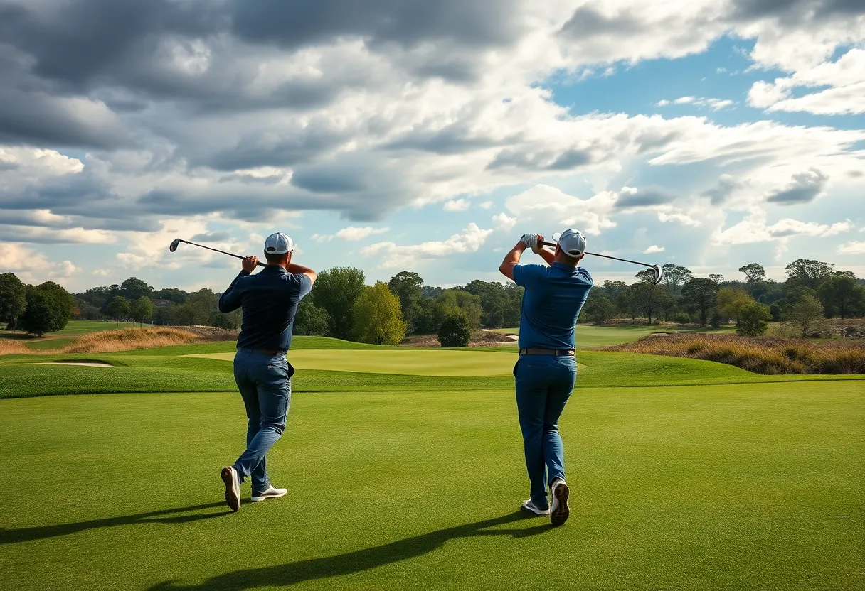 Mix foursome golf match during Junior Ryder Cup