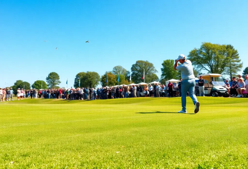 Golfer hitting a ball on the course during a tournament