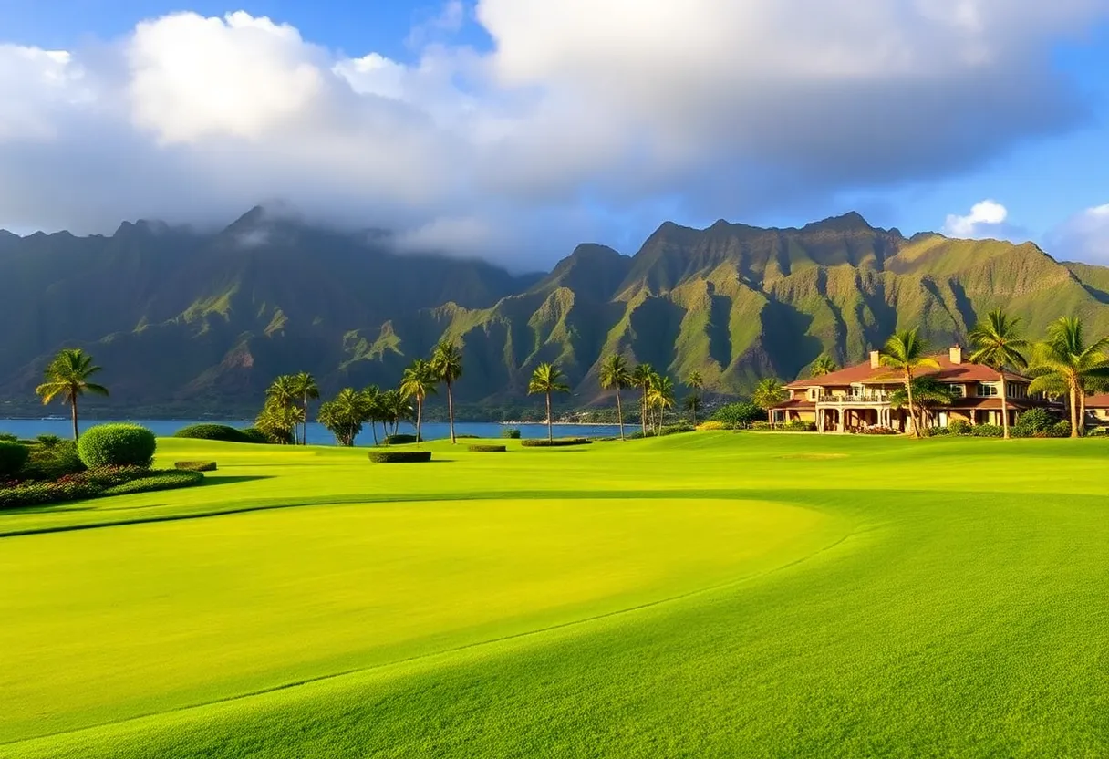 Golf course at Kapalua Resort with scenic views