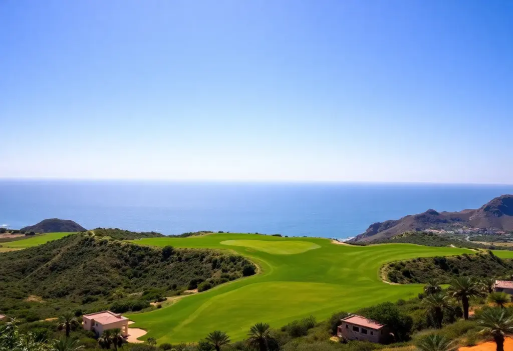 Aerial view of a golf course in Los Cabos, Mexico