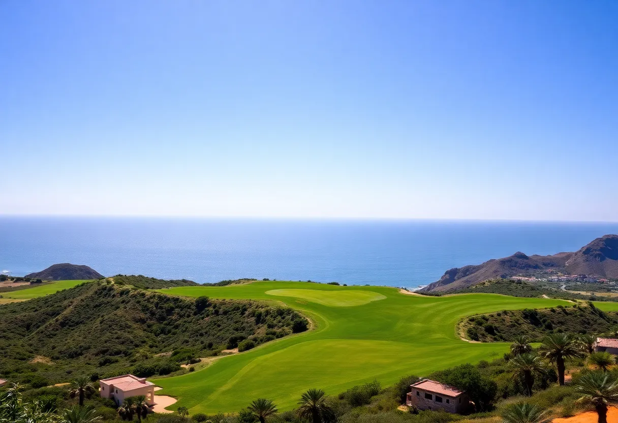 Aerial view of a golf course in Los Cabos, Mexico