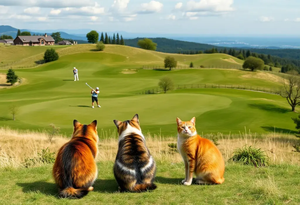 View of Montclair Golf Course with golfers and scenic hillside