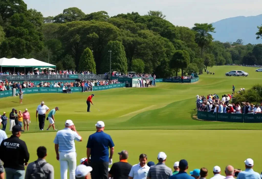 Crowd and players at the Nedbank Golf Challenge