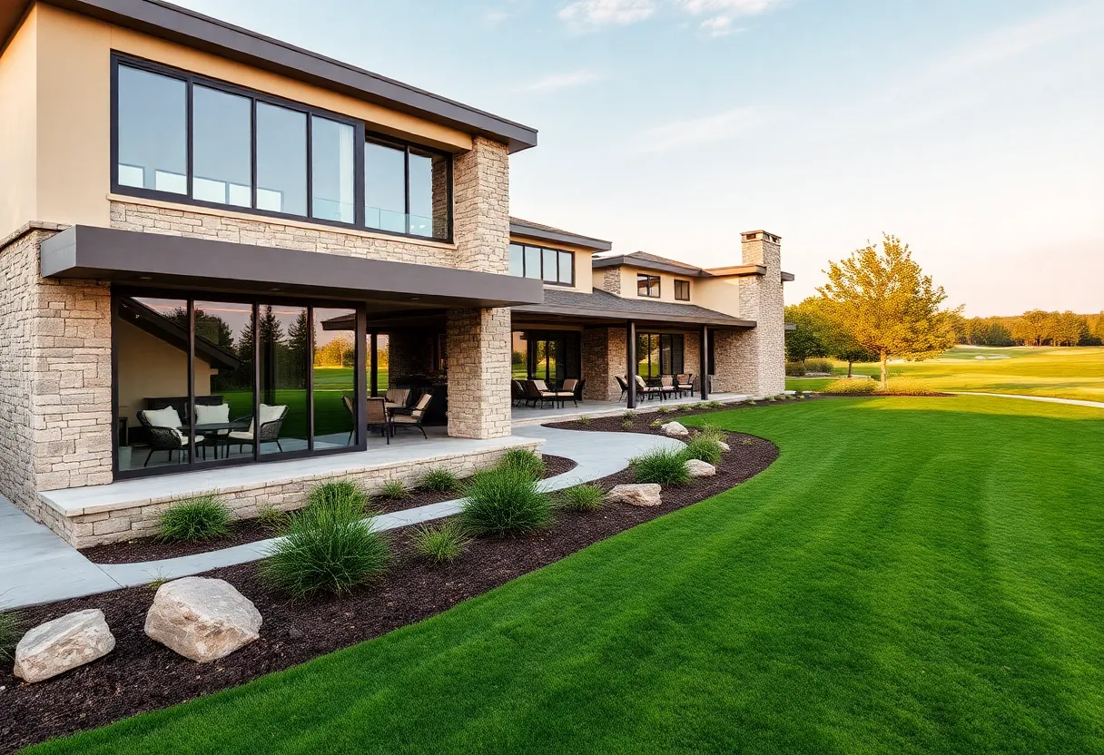 Modern home at Muirfield Village Golf Course with golf views