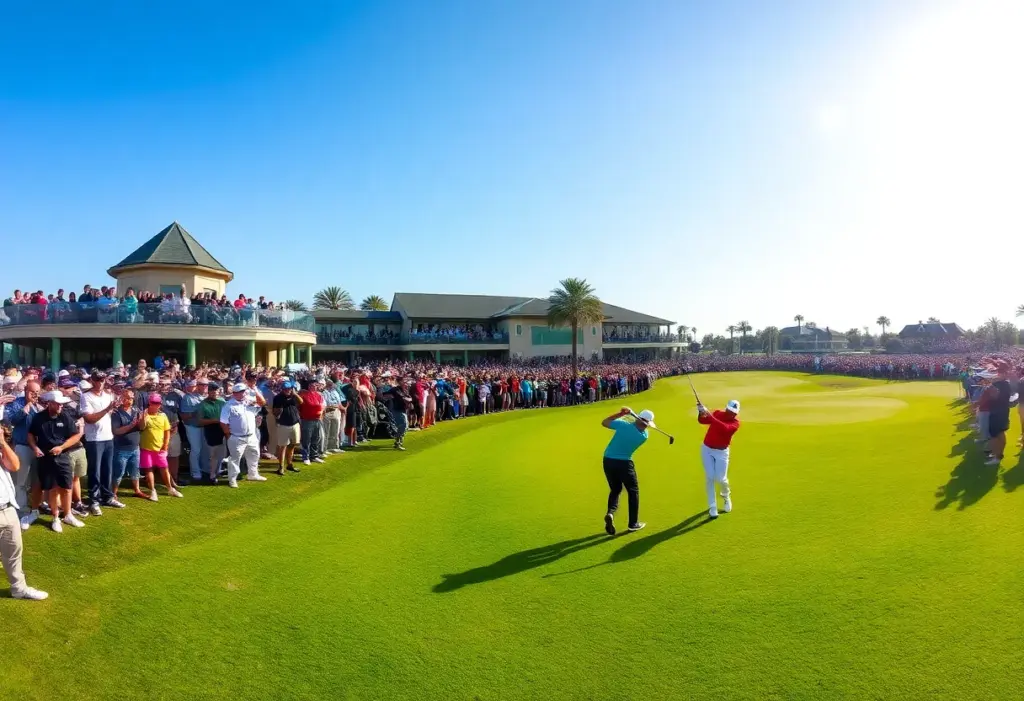 Golf tournament scene at Emirates Golf Club