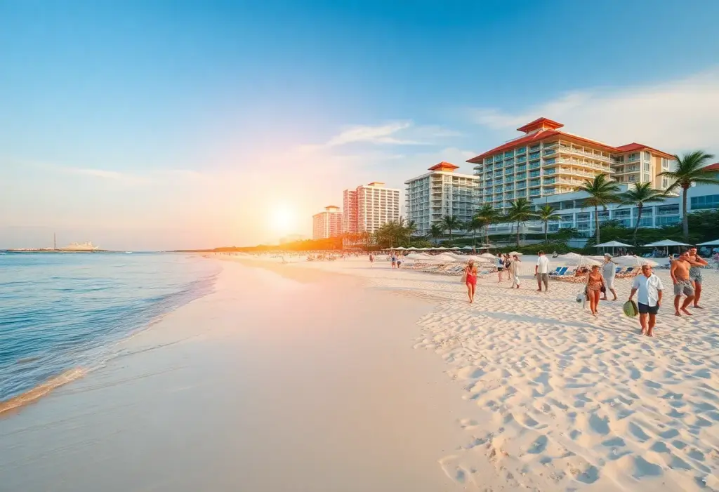 Luxury beach scene in Pattaya with tourists enjoying the sun.