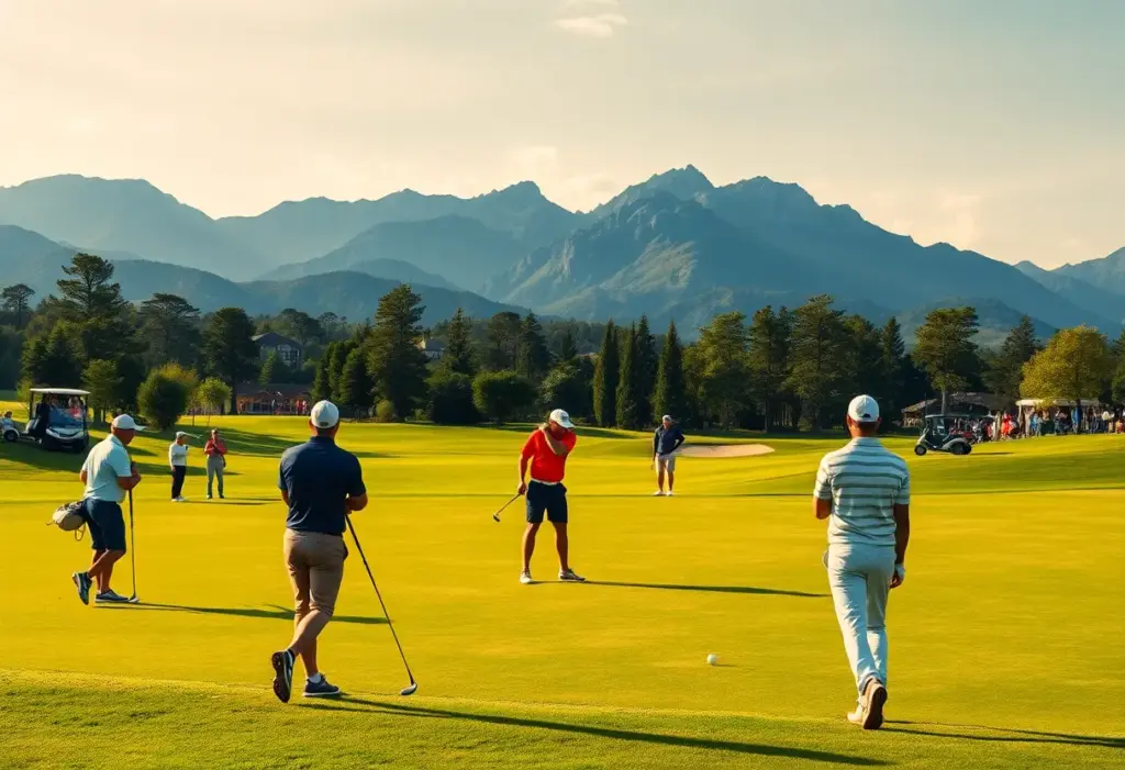 Golfers playing on a beautiful golf course during a tournament