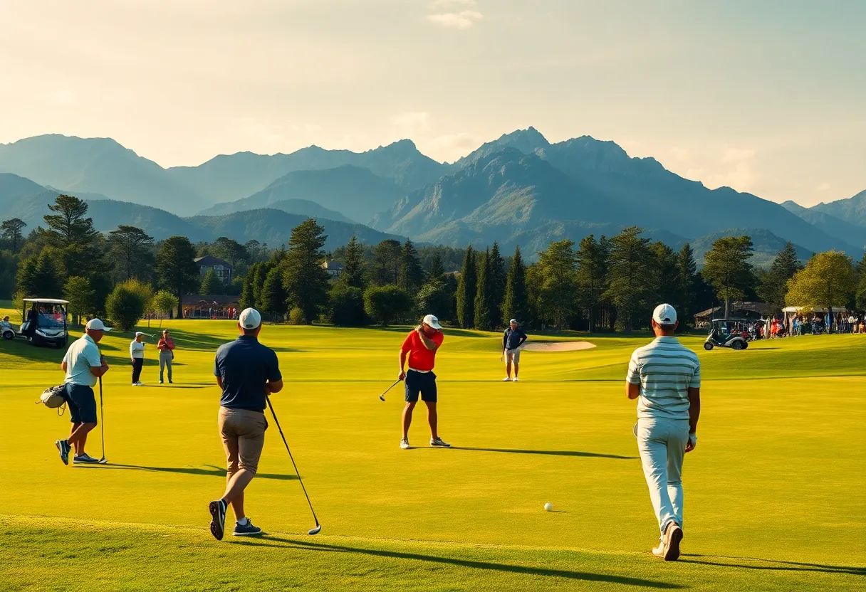 Golfers playing on a beautiful golf course during a tournament