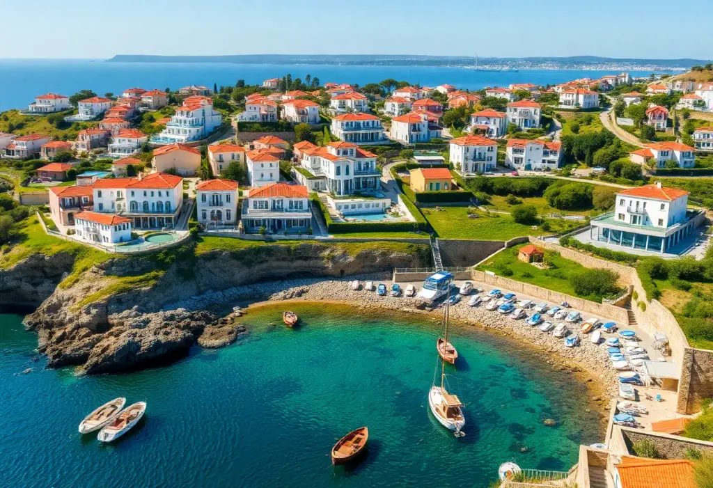 Scenic view of Portugal highlighting luxury villas and the coastline