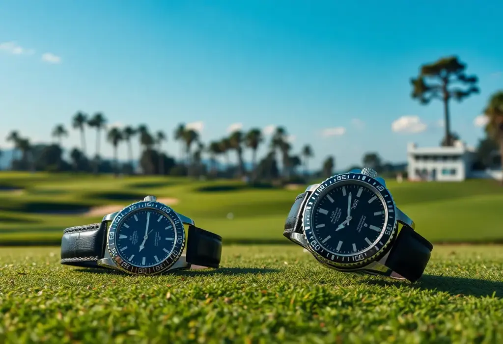 Luxurious golf course with Rolex timepieces in view