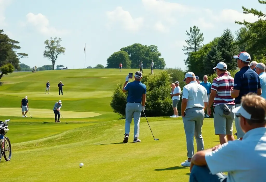 Scottish golfers practicing on the course