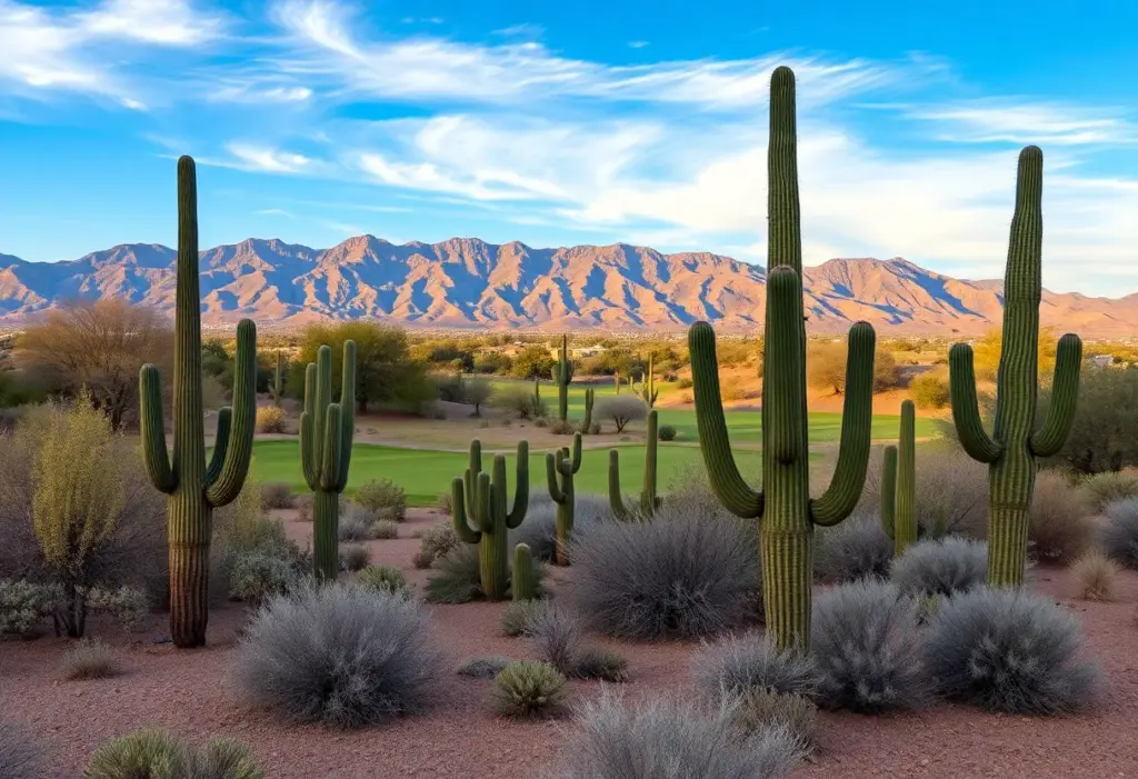 A scenic golf course in Scottsdale, Arizona with desert landscapes