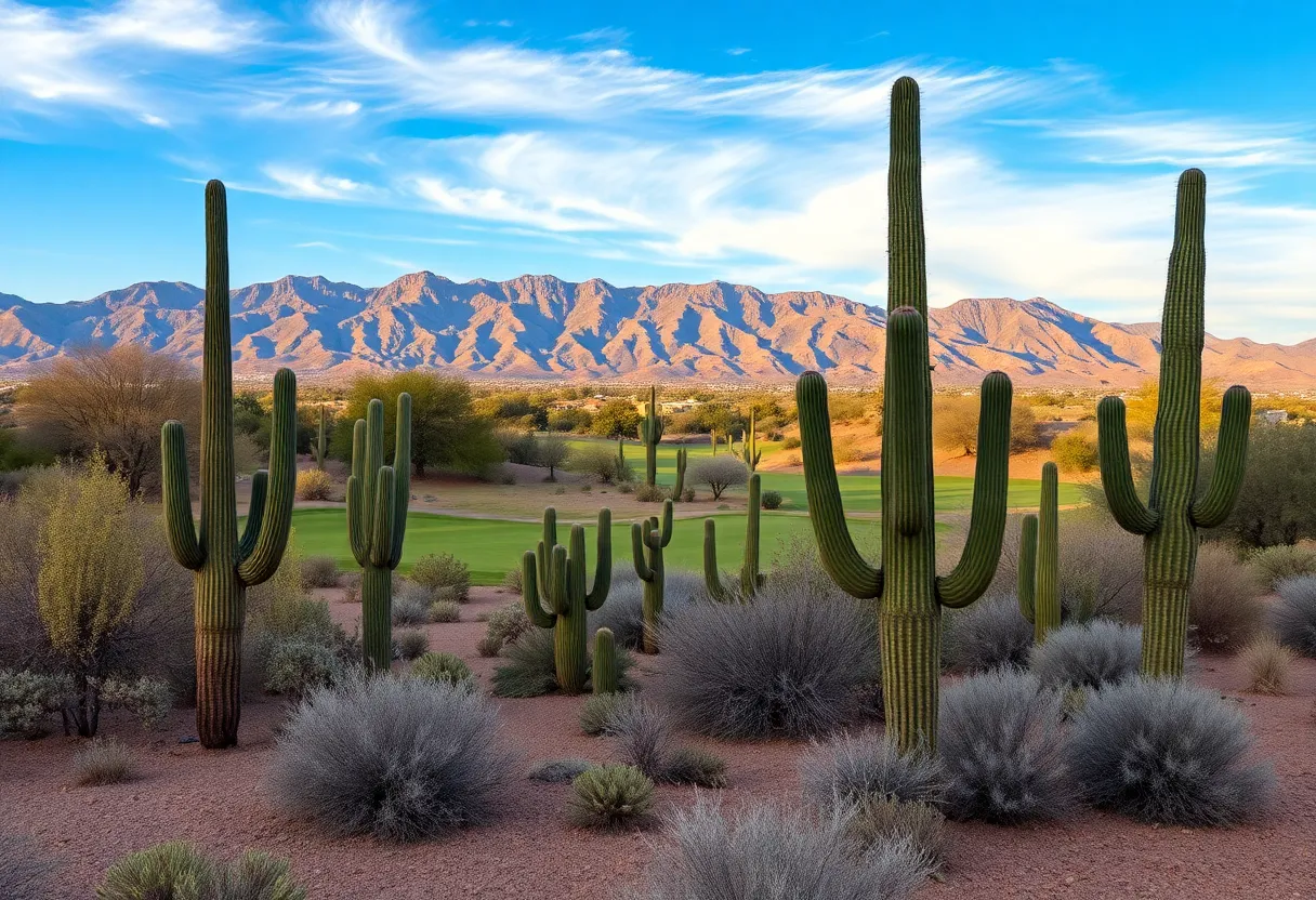 A scenic golf course in Scottsdale, Arizona with desert landscapes