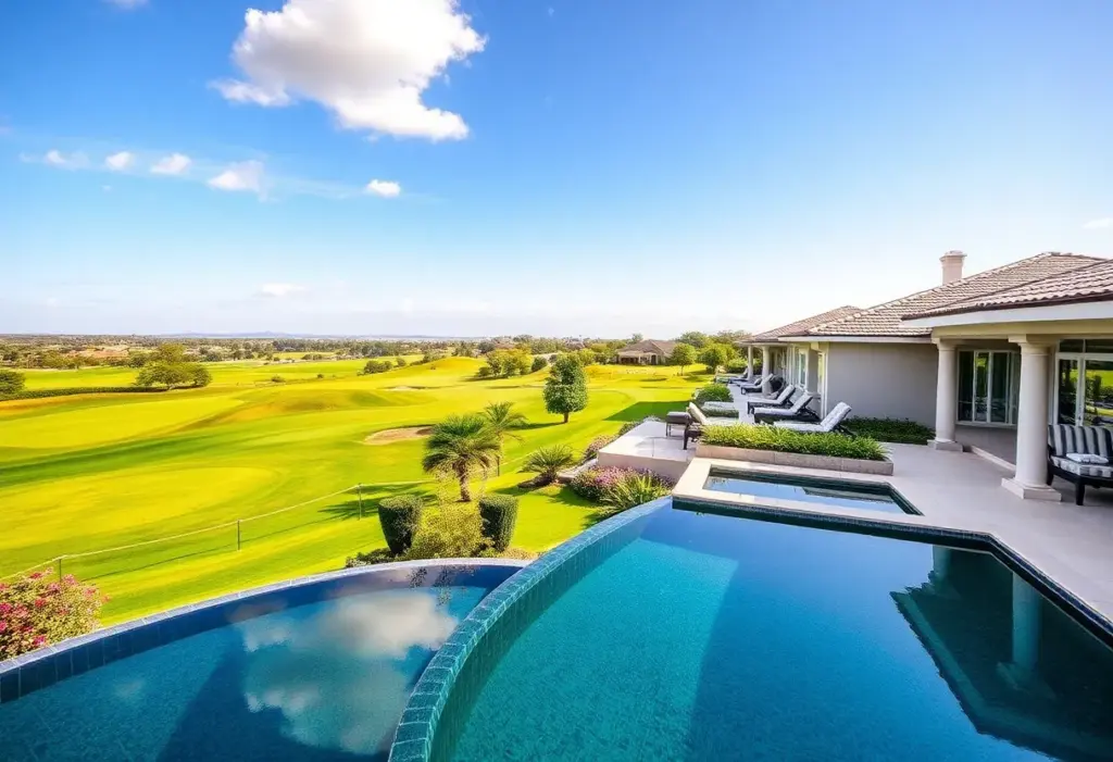 Luxurious villas overlooking a golf course with private pools