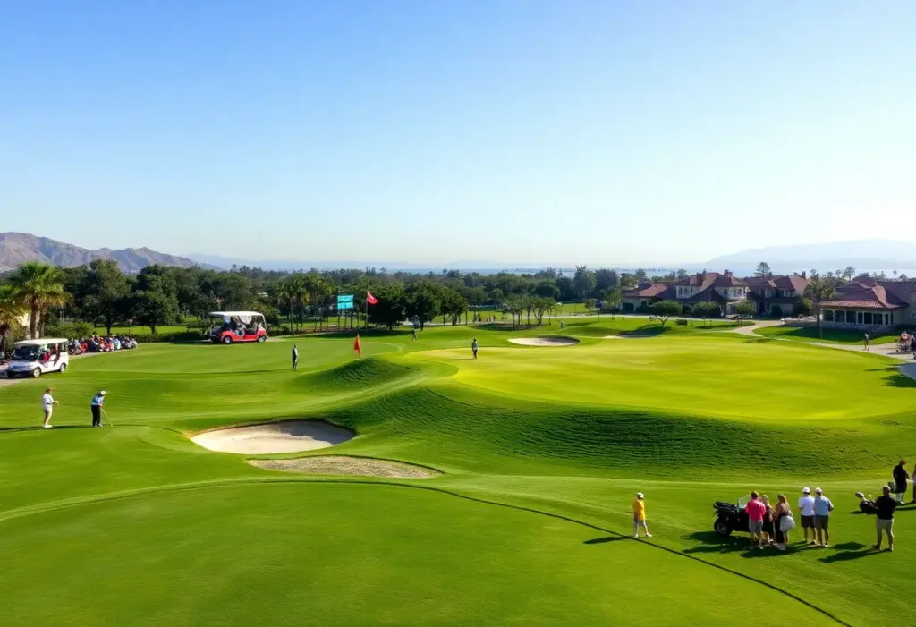 Spectators enjoying the American Express golf tournament in Southern California