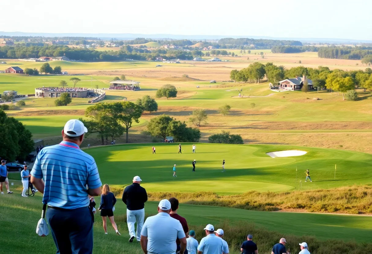 Golf players competing at the Dubai Desert Classic golf tournament.
