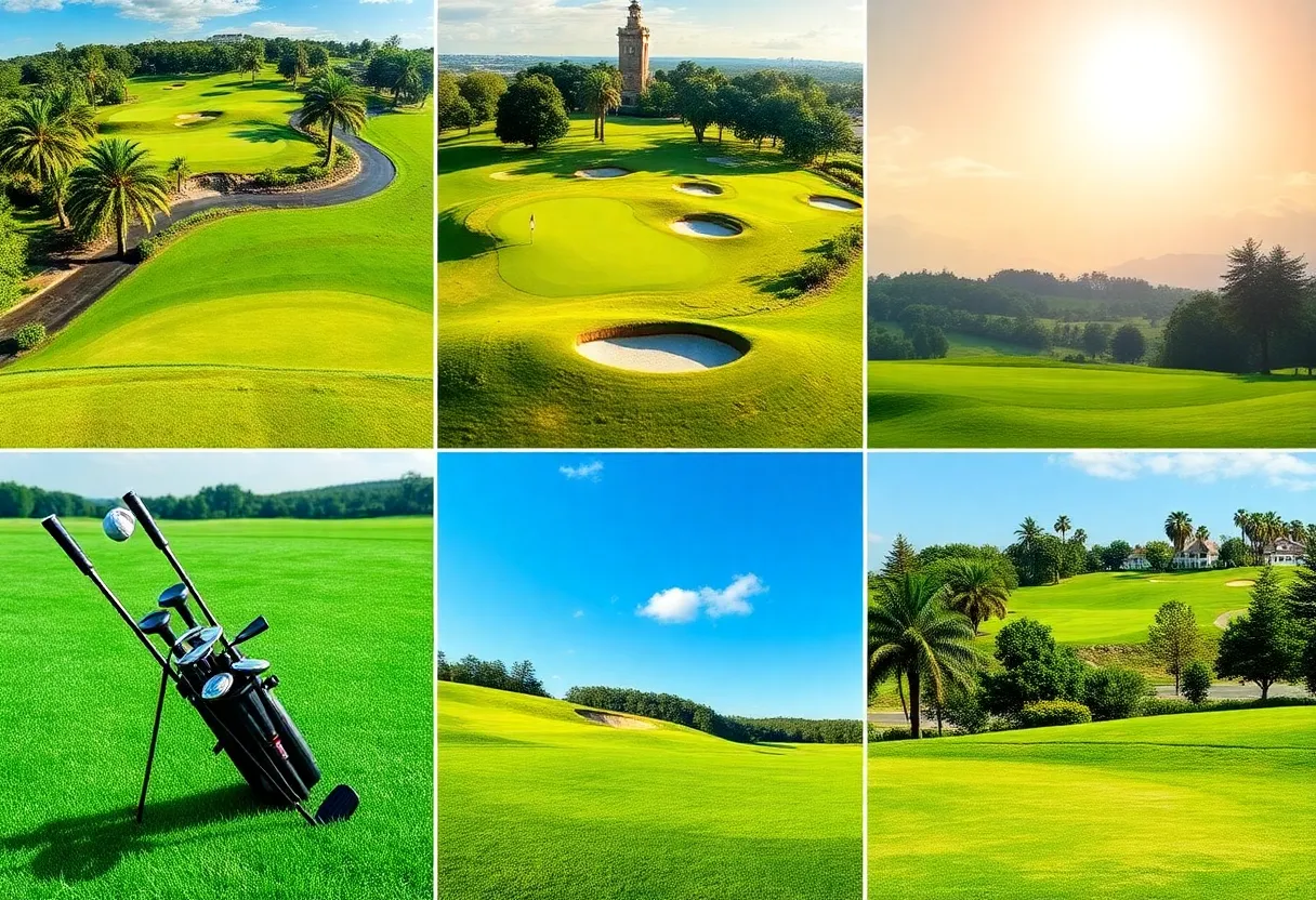 Luxurious golf courses showcasing vast greenery and golf scenery.