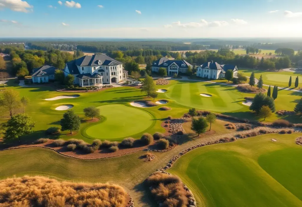 Aerial view of Trump International Golf Club in Wadi Safar