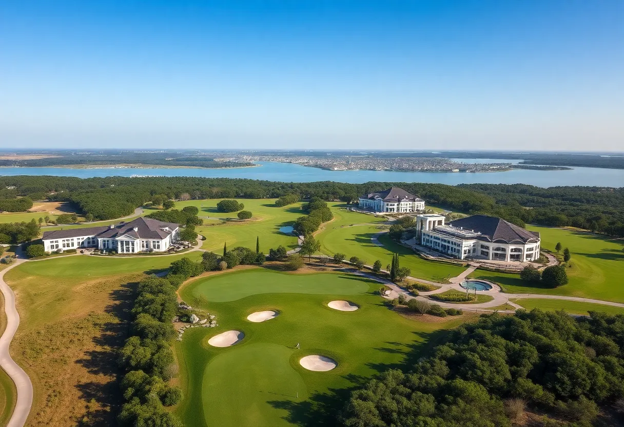 Aerial view of the Trump International Golf Club in Wadi Safar