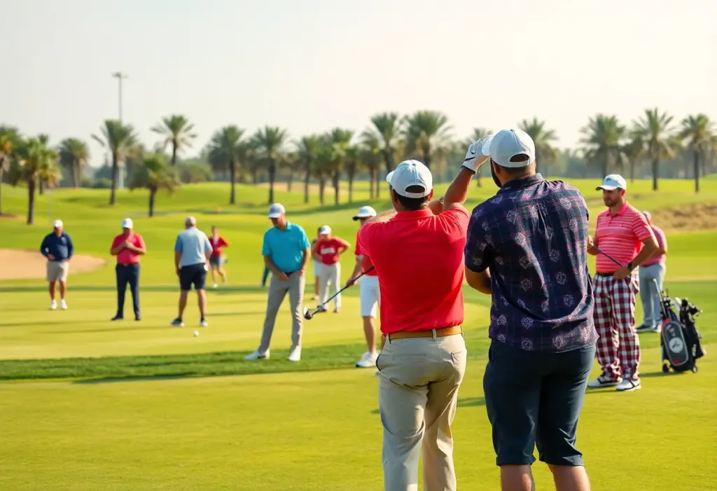 Golfers competing at a tournament in the UAE