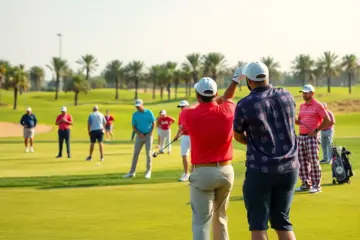 Golfers competing at a tournament in the UAE