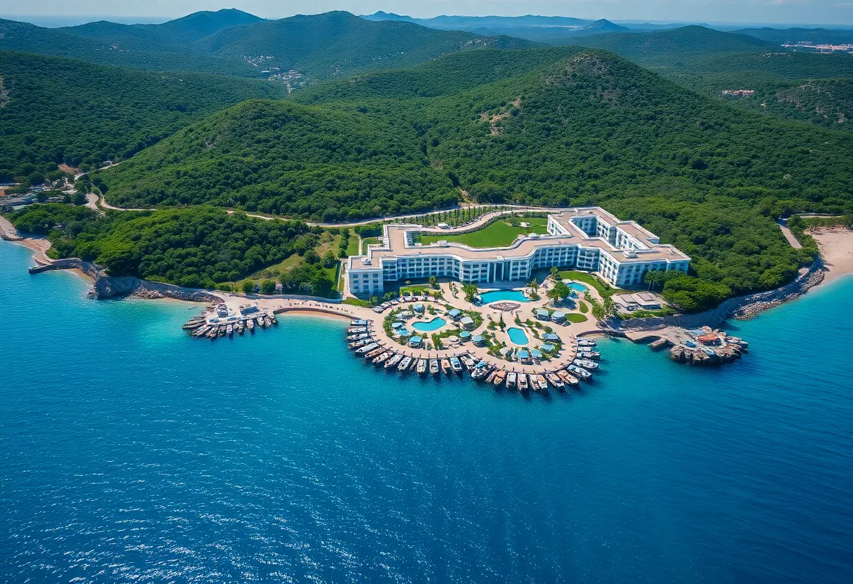 Aerial view of the luxurious Verdura Resort on the Sicilian coastline