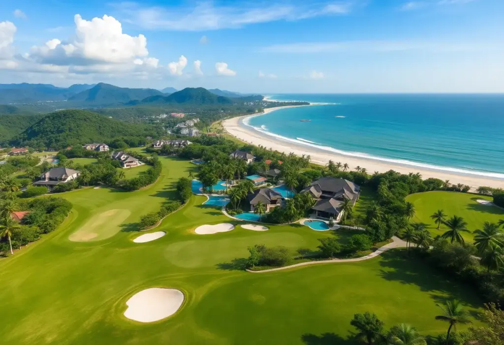 Scenic view of a golf course in Central Vietnam