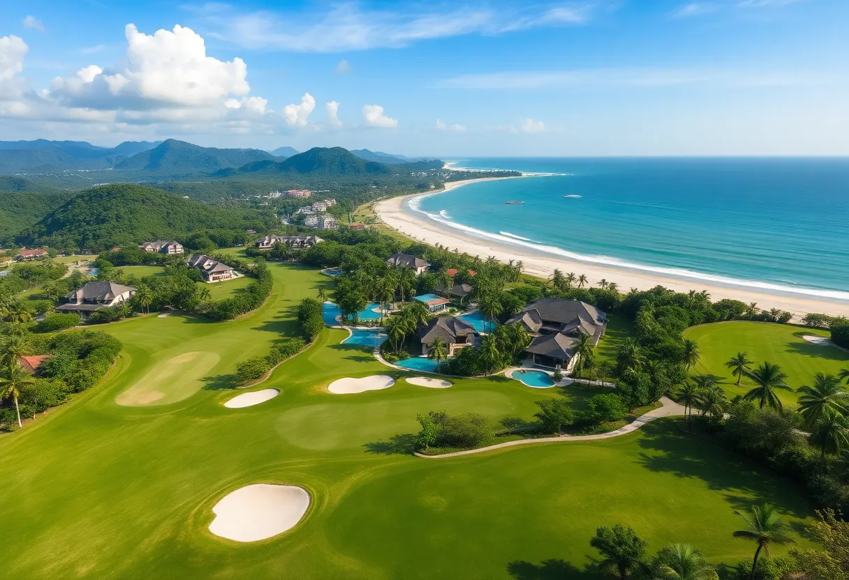 Scenic view of a golf course in Central Vietnam
