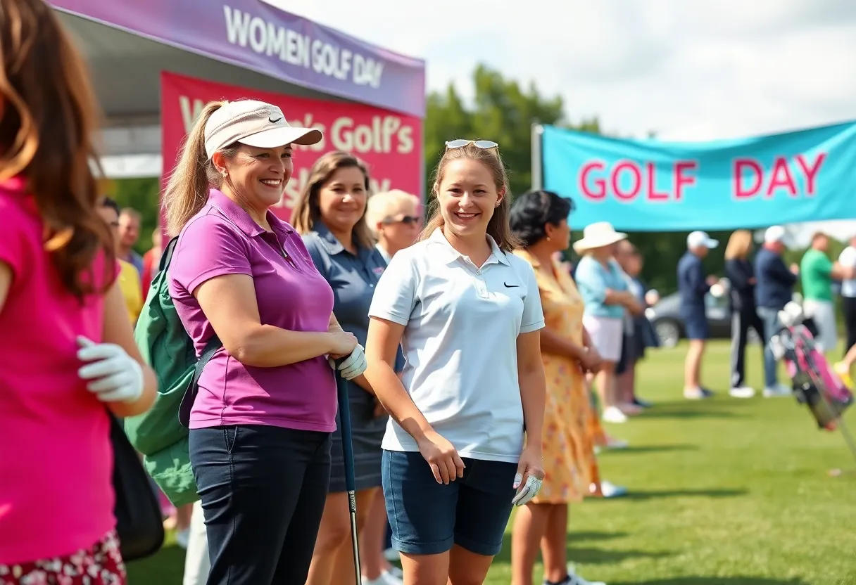 Women and girls participating in golf activities for Women’s Golf Day