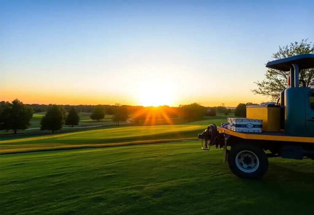 Restoration work at a golf course with equipment