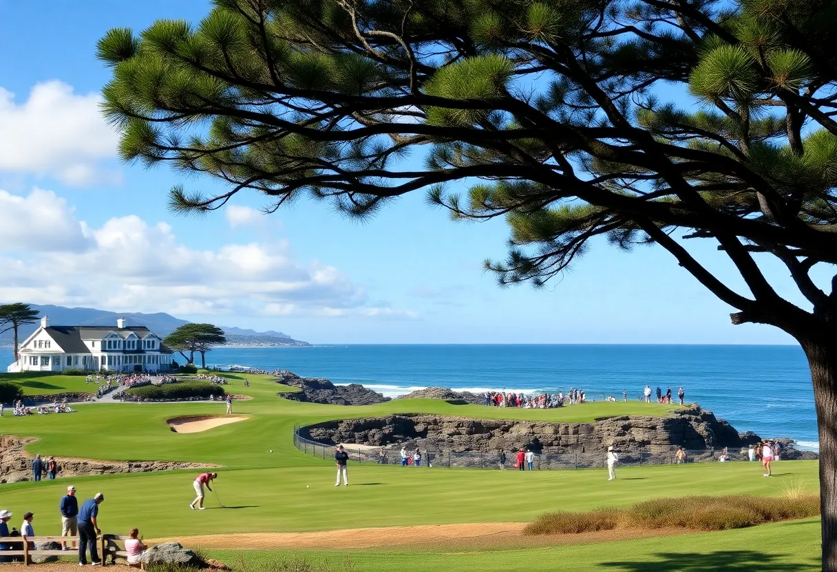 A scenic view of golfers at the 2026 Pebble Beach Pro-Am
