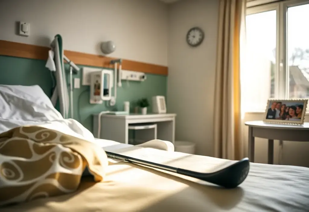 Hospital room with golf-themed decor as Andrea Pavan recovers