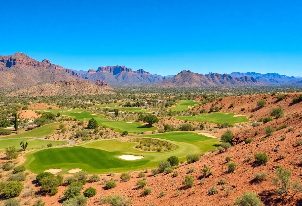 Arizona golf courses landscape with mountains