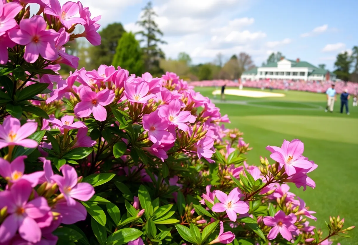 Colorful azaleas blooming at Augusta National Golf Club
