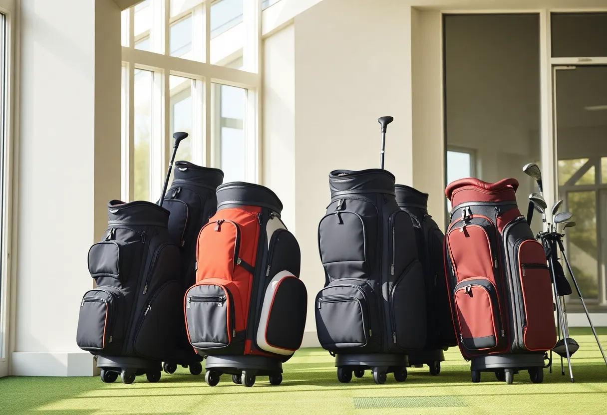 Various golf travel bags designed for safety and convenience