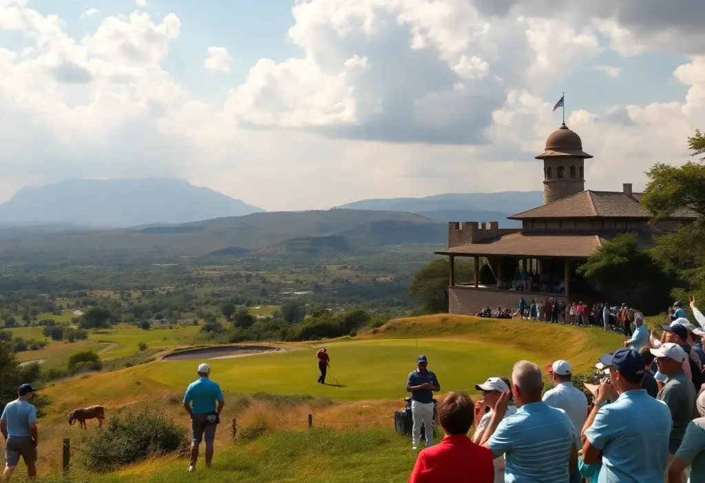 Golf tournament scene showcasing a player celebrating at the Kenyan golf course.