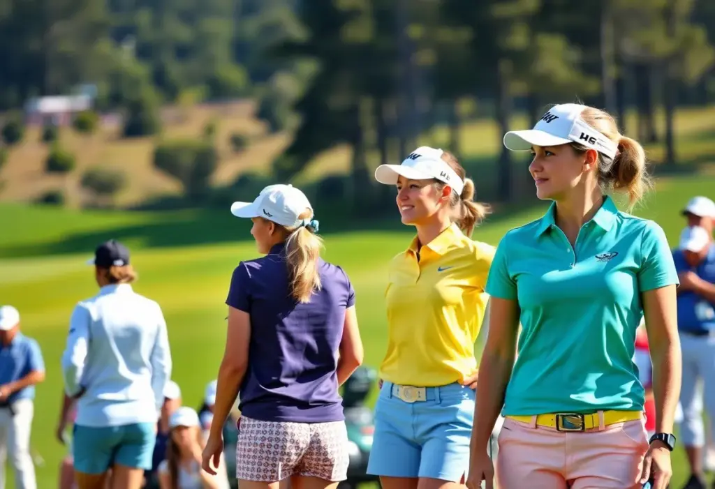 Women golfers competing at a prestigious tournament