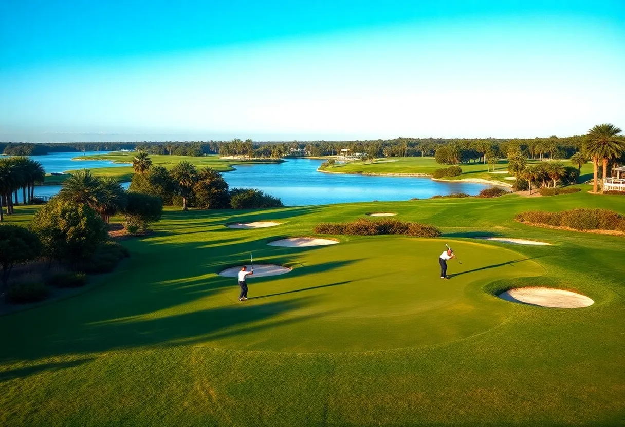 Golfers warming up at the 2026 Cognizant Classic on a sunny day