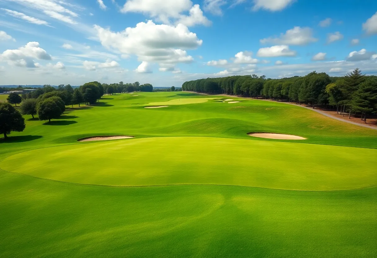 Wide shot of the golf course at the Cognizant Classic tournament
