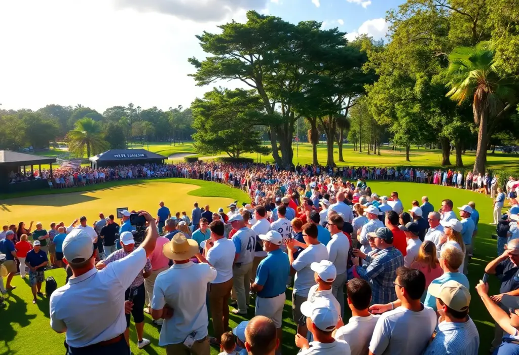Golf tournament at PGA National with enthusiastic fans