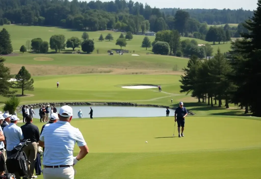 Professional golfers playing on a beautiful golf course