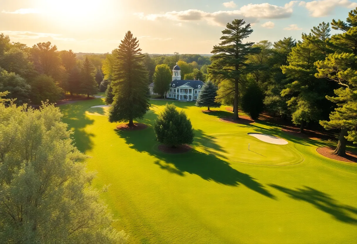 A scenic view of the East Potomac Golf Links showcasing its lush greens