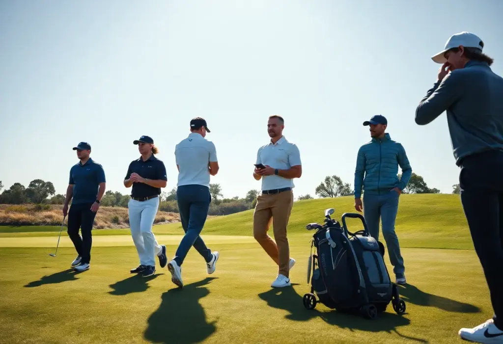 Galvin Green golfers in high-performance apparel on the golf course