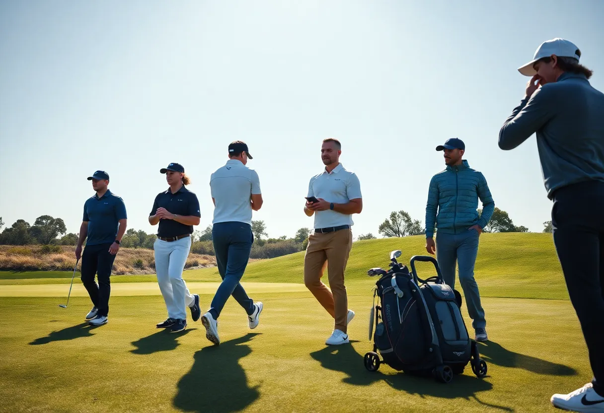 Galvin Green golfers in high-performance apparel on the golf course