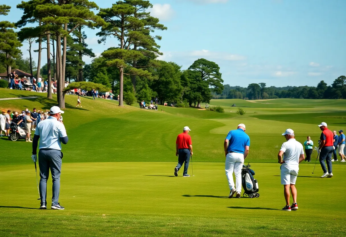 Golfers competing during the Genesis Invitational