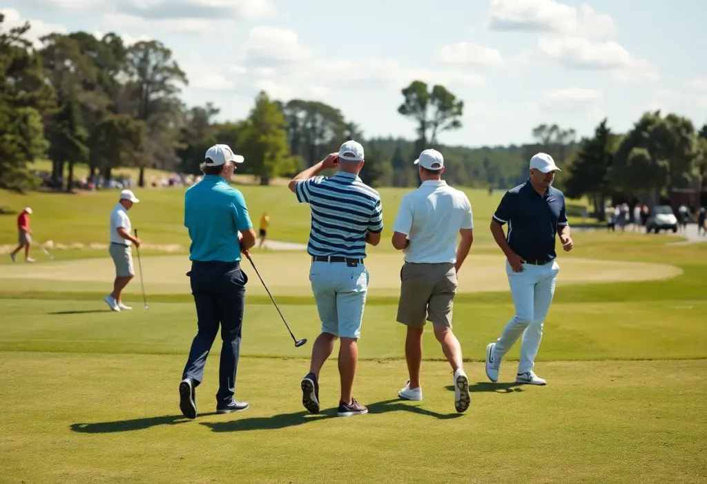 Golfers competing during the Genesis Invitational