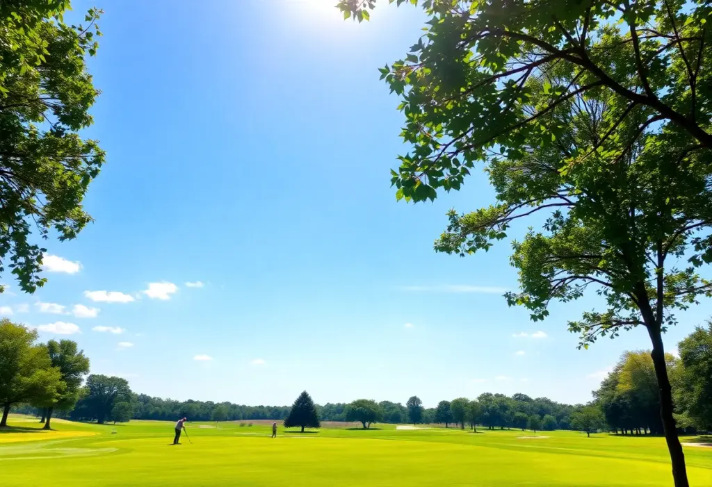 A stunning golf course with lush greens and clear skies in Houston.