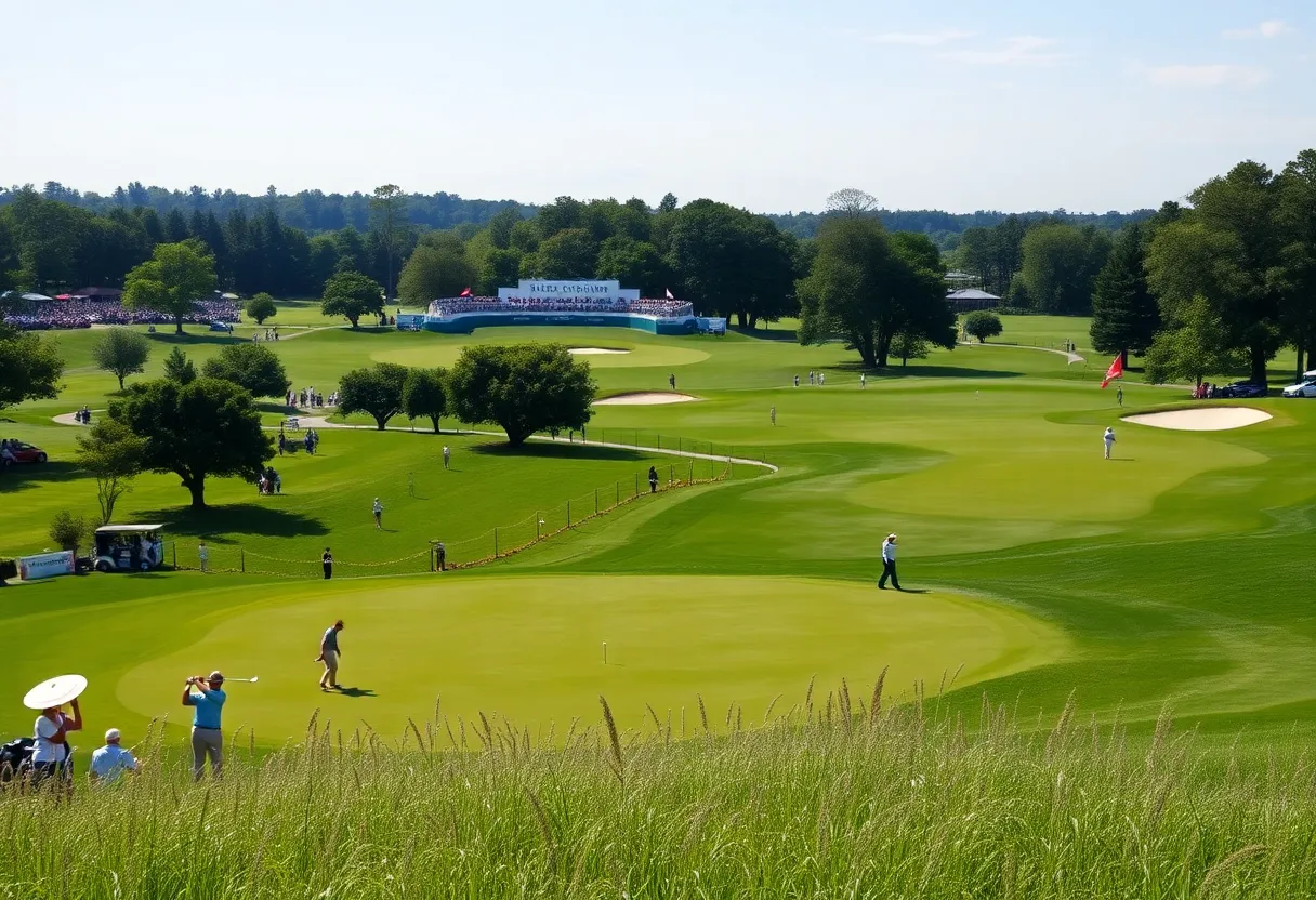 Scenic view of a golf course during the Qatar Masters tournament.